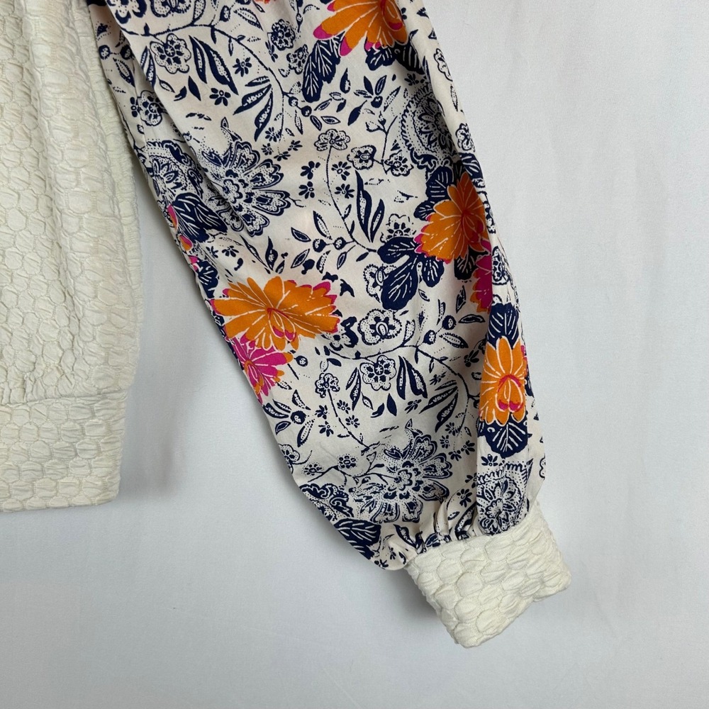 Porridge Anthropologie Women's Quilted Sweater Floral Puff Sleeve Cream Size S - Picture 10 of 10